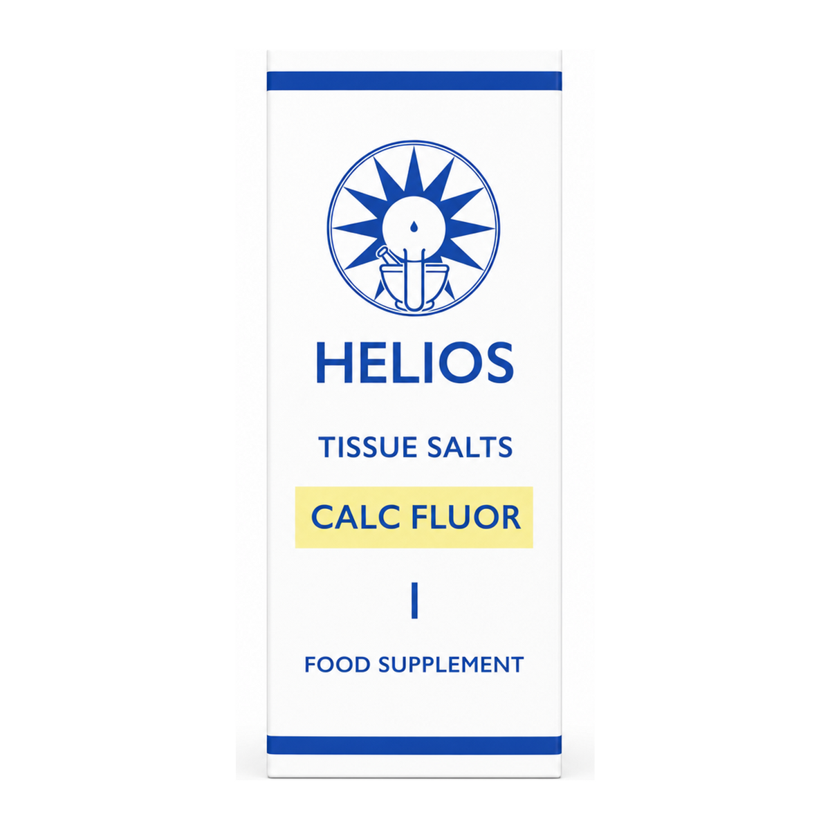 Helios Tissue Salts No 1 Calc Fluor by Helios Natural Remedies — front view showing product label and branding, studio product photo on white background