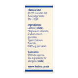 Helios Tissue Salts No 1 Calc Fluor by Helios Natural Remedies — ingredients side panel, studio product photo on white background