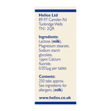 Helios Tissue Salts No 1 Calc Fluor by Helios Natural Remedies — ingredients side panel, studio product photo on white background