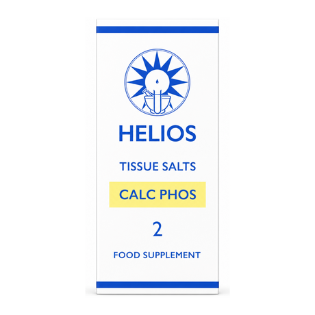 Helios Tissue Salt No.2 Calc Phos by Helios Natural Remedies — front view showing product label and branding, studio product photo on white background