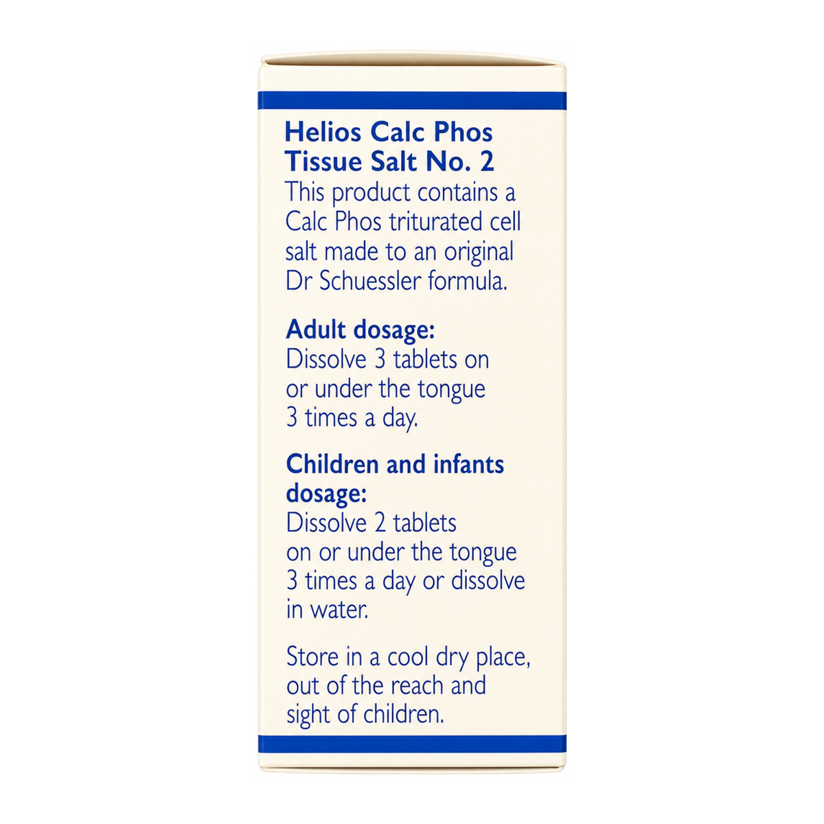 Helios Tissue Salt No.2 Calc Phos by Helios Natural Remedies — cooking instructions side panel, studio product photo on white background