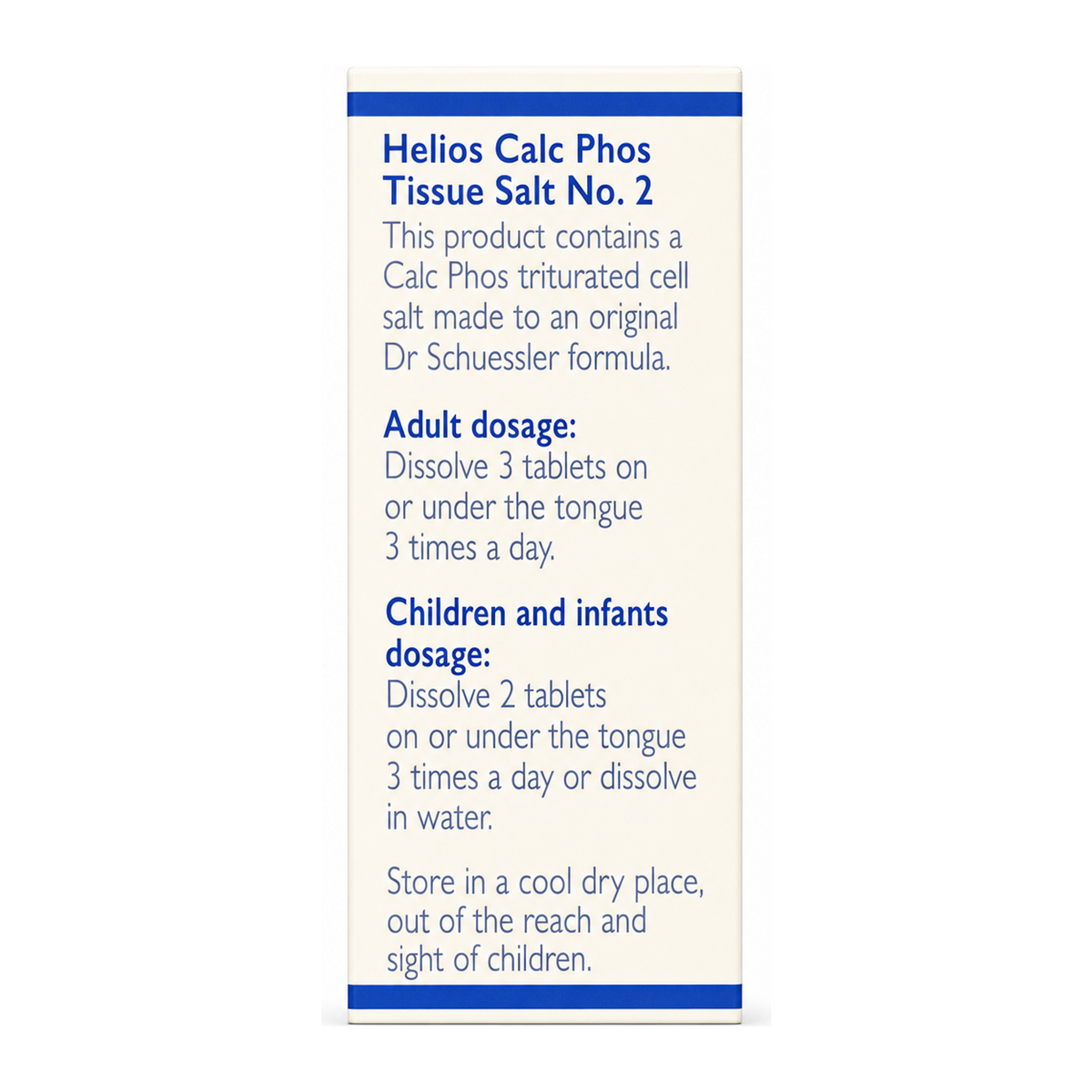 Helios Tissue Salt No.2 Calc Phos by Helios Natural Remedies — cooking instructions side panel, studio product photo on white background