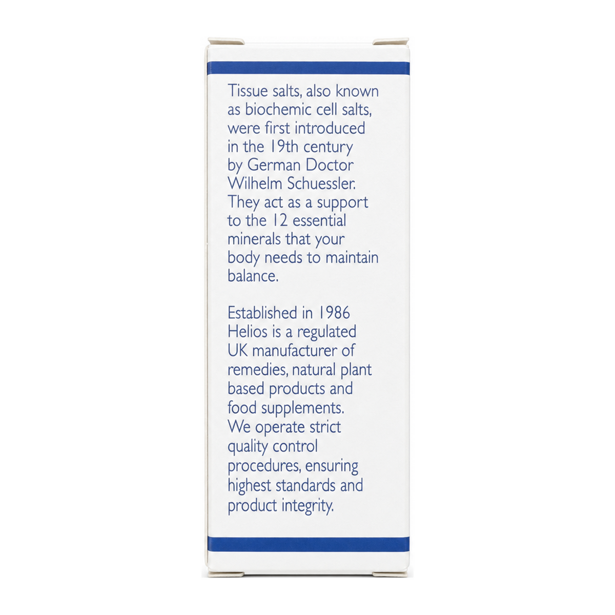 Helios Tissue Salts Calc Sulph, No. 3 - Blood Cleanser by Helios Natural Remedies — back view showing ingredients and product details, studio product photo on white background
