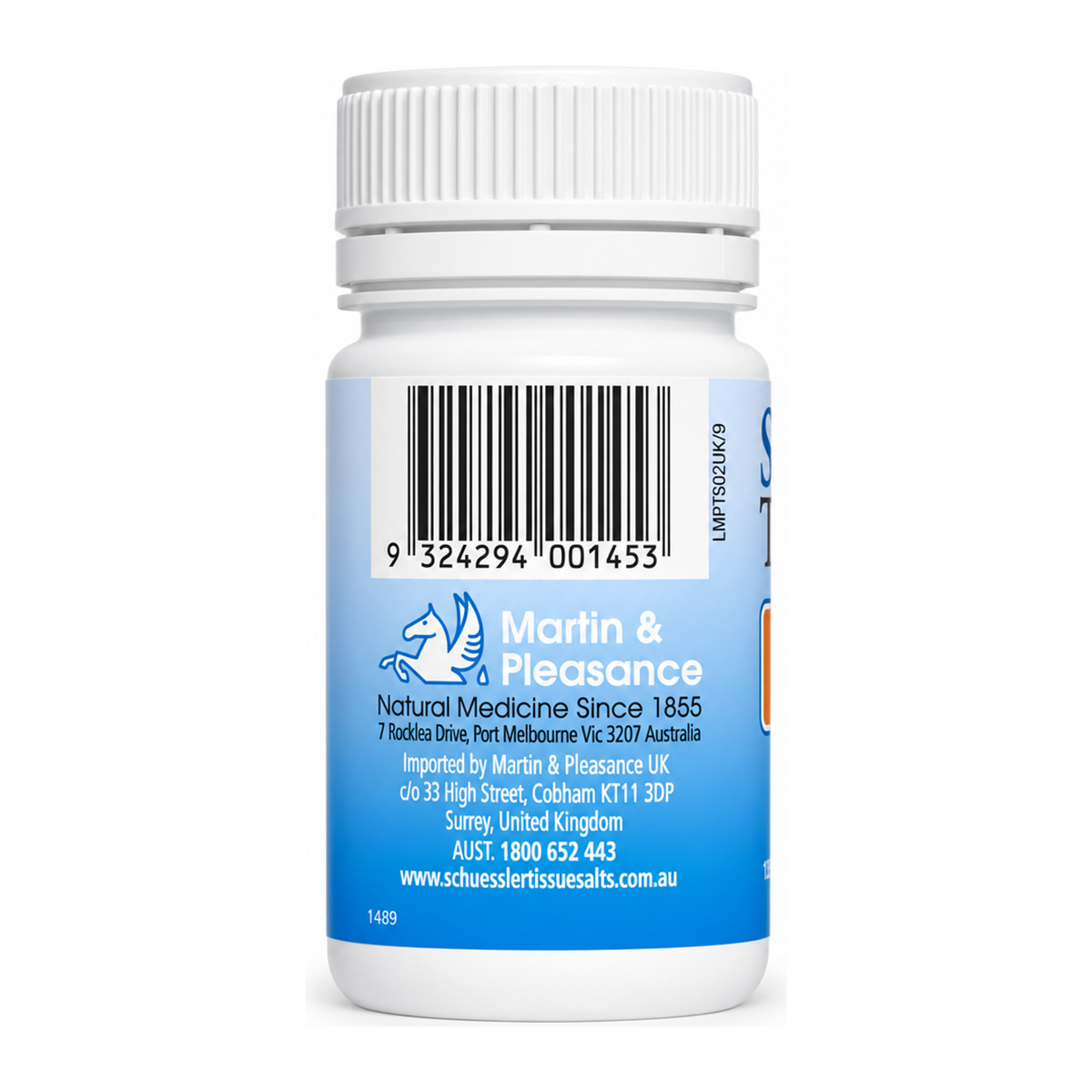 Schuessler No 2 Calc Phos Tissue Salts 125 Tabs by Schuessler Natural Remedies — back view showing ingredients and product details, studio product photo on white background