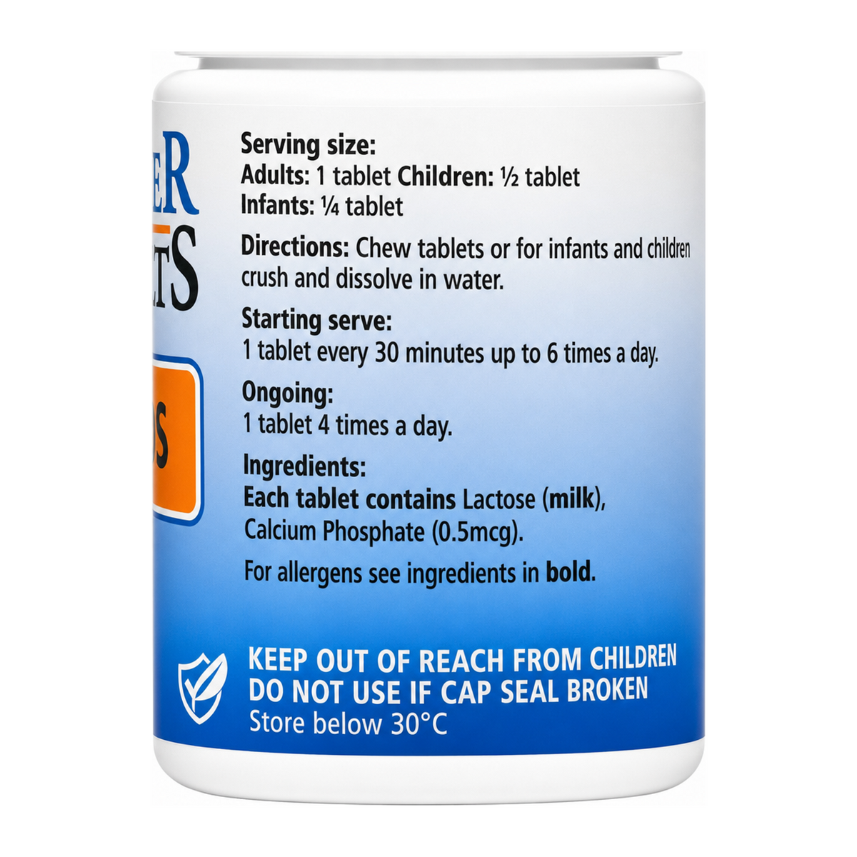 Schuessler No 2 Calc Phos Tissue Salts 125 Tabs by Schuessler Natural Remedies — cooking instructions side panel, studio product photo on white background