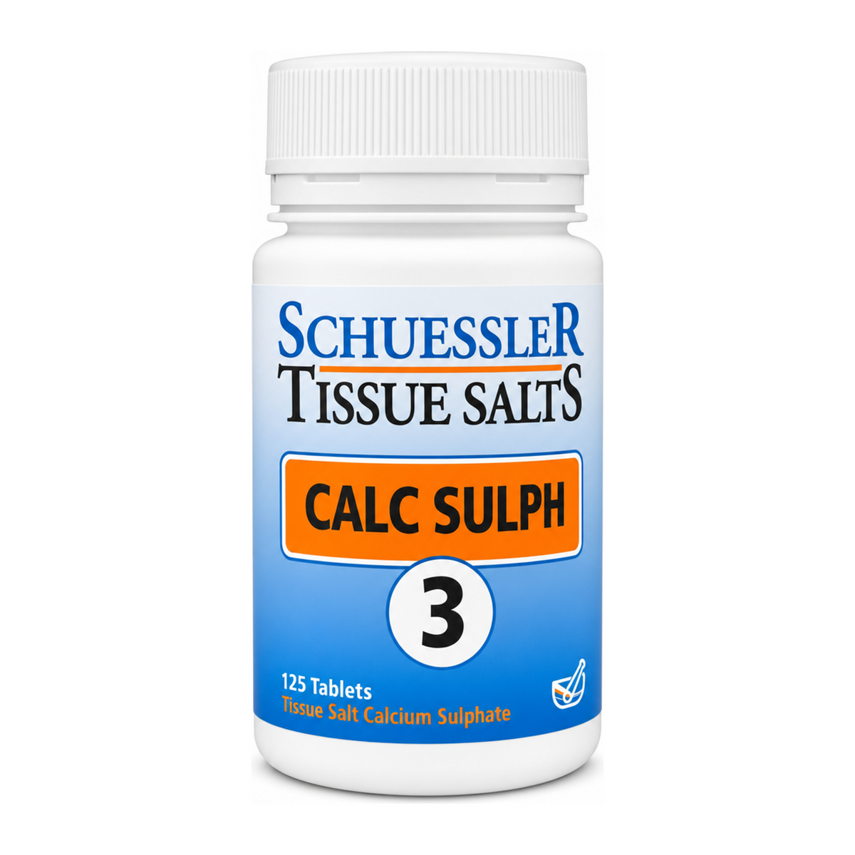 Schuessler No 3 Calc Sulph Tissue Salts 125 Tabs by Schuessler Natural Remedies — front view showing product label and branding, studio product photo on white background