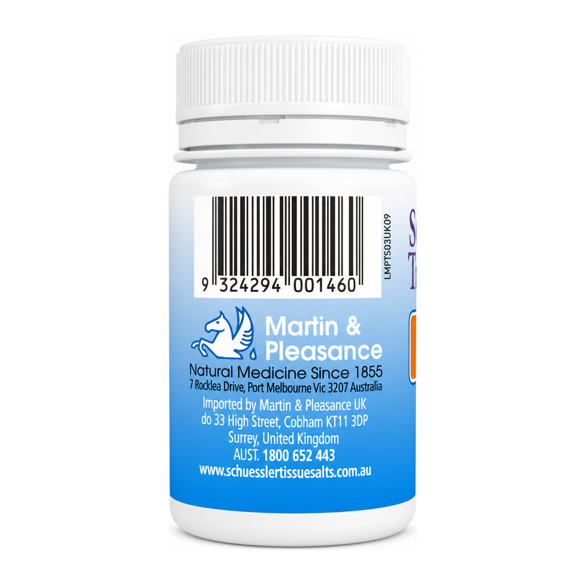 Schuessler No 3 Calc Sulph Tissue Salts 125 Tabs by Schuessler Natural Remedies — back view showing ingredients and product details, studio product photo on white background