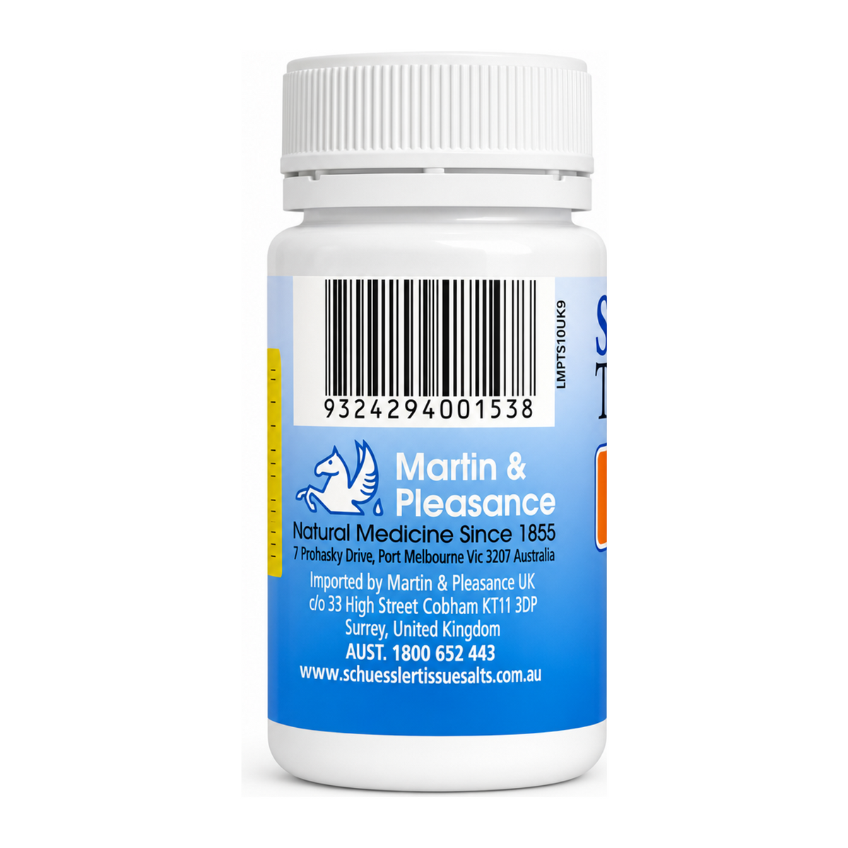 Schuessler No 10 Nat Phos Tissue Salts 125 Tabs by Schuessler Natural Remedies — back view showing ingredients and product details, studio product photo on white background