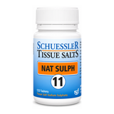 Schuessler No 11 Nat Sulph Tissue Salts 125 Tabs by Schuessler Natural Remedies — front view showing product label and branding, studio product photo on white background