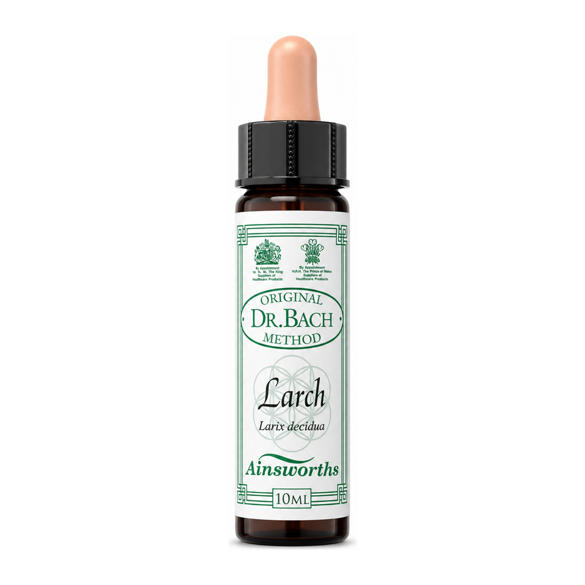 Dr Bach Larch Bach Flower Remedy by Ainsworths Natural Remedies — front view showing product label and branding, studio product photo on white background