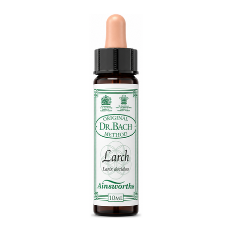 Dr Bach Larch Bach Flower Remedy by Ainsworths Natural Remedies — front view showing product label and branding, studio product photo on white background