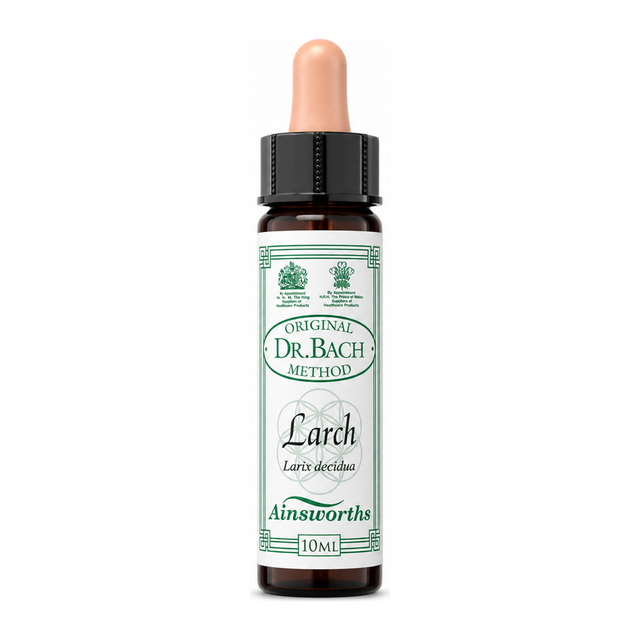 Dr Bach Larch Bach Flower Remedy by Ainsworths Natural Remedies — front view showing product label and branding, studio product photo on white background