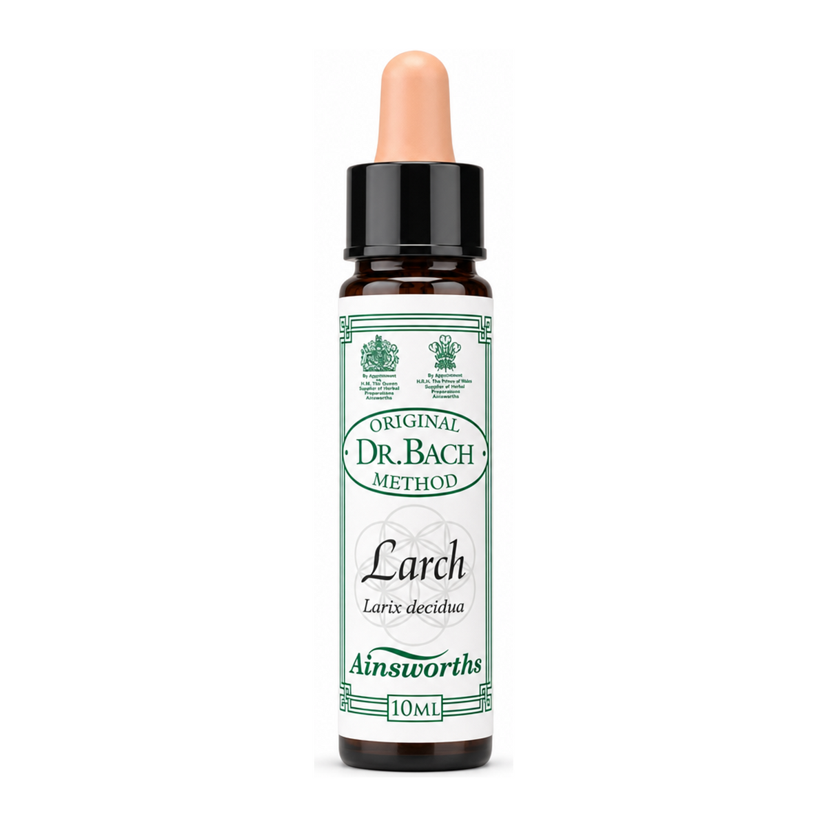 Dr Bach Larch Bach Flower Remedy by Ainsworths Natural Remedies — front view showing product label and branding, studio product photo on white background