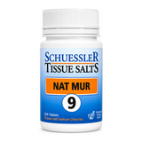 Schuessler No 9 Nat Mur Tissue Salts 125 Tabs by Schuessler Natural Remedies — front view showing product label and branding, studio product photo on white background