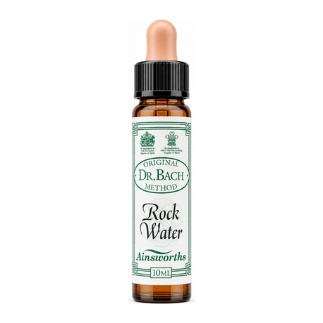 Dr Bach Rock Water Bach Flower Remedy by Ainsworths Natural Remedies — front view showing product label and branding, studio product photo on white background