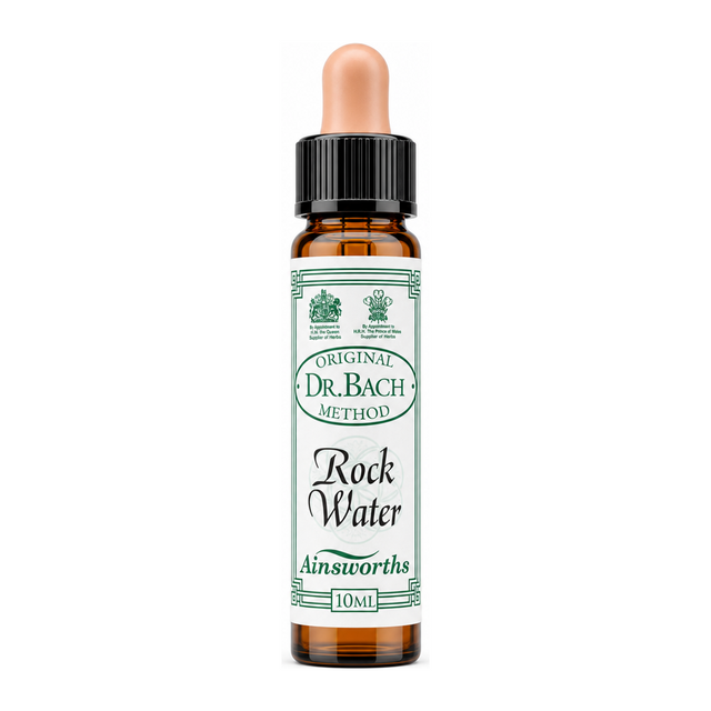 Dr Bach Rock Water Bach Flower Remedy by Ainsworths Natural Remedies — front view showing product label and branding, studio product photo on white background