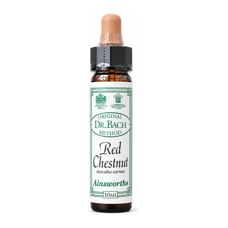 Dr Bach Red Chestnut Bach Flower Remedy by Ainsworths Natural Remedies — front view showing product label and branding, studio product photo on white background