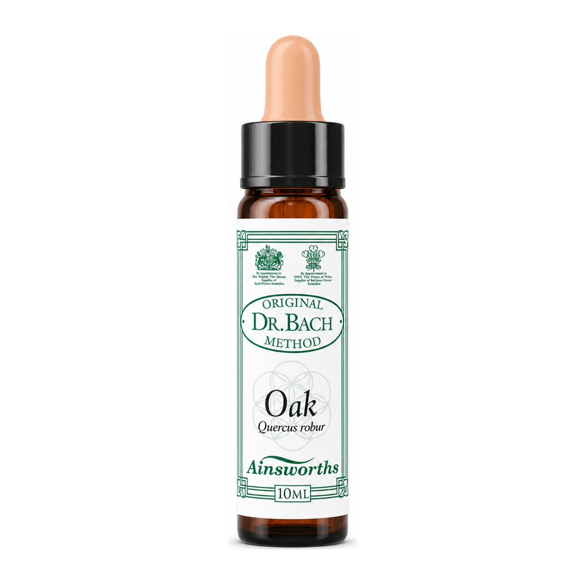 Dr Bach Oak Bach Flower Remedy by Ainsworths Natural Remedies — front view showing product label and branding, studio product photo on white background