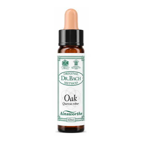 Dr Bach Oak Bach Flower Remedy by Ainsworths Natural Remedies — front view showing product label and branding, studio product photo on white background