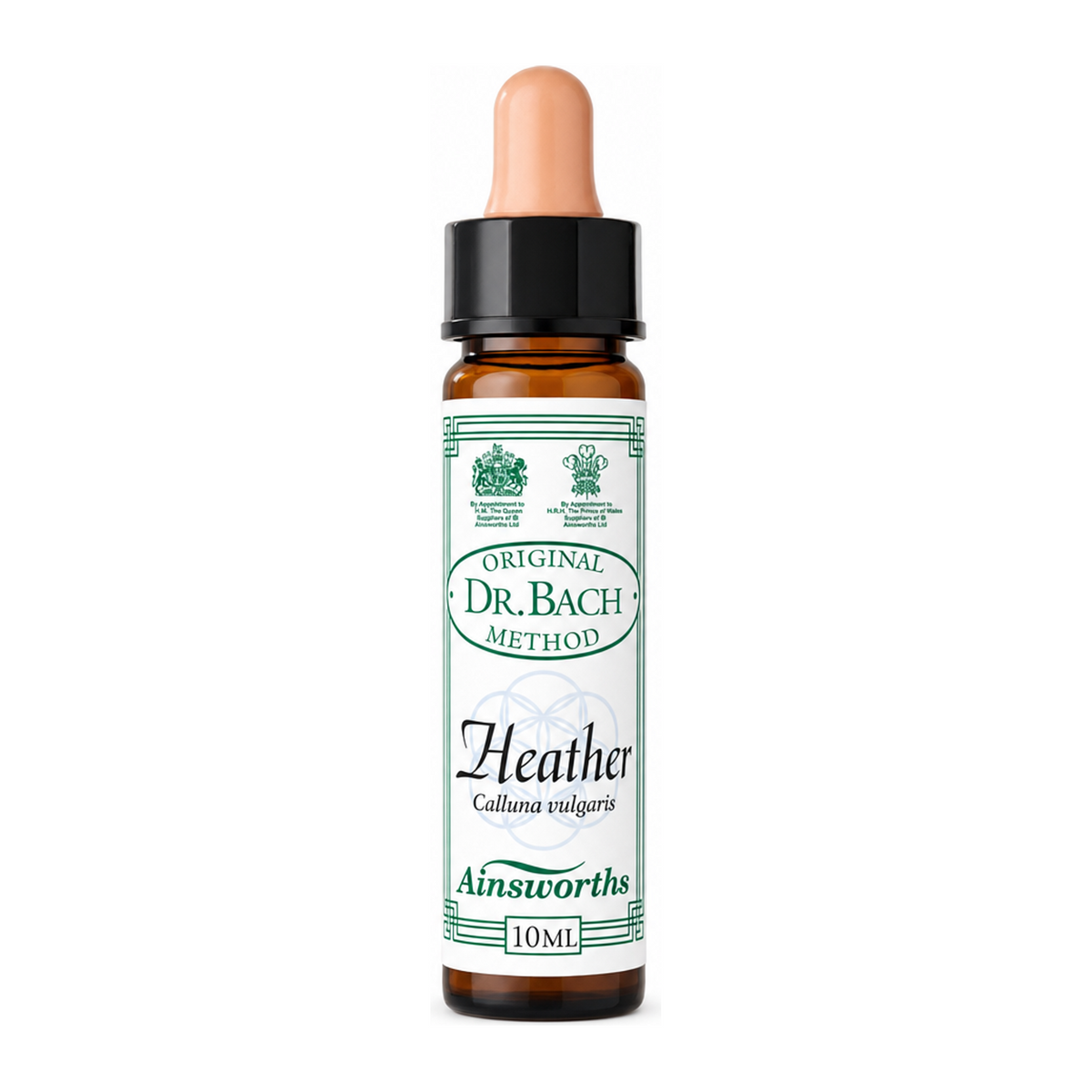 Dr. Bach Heather Bach Flower Remedy by Ainsworths Natural Remedies — front view showing product label and branding, studio product photo on white background