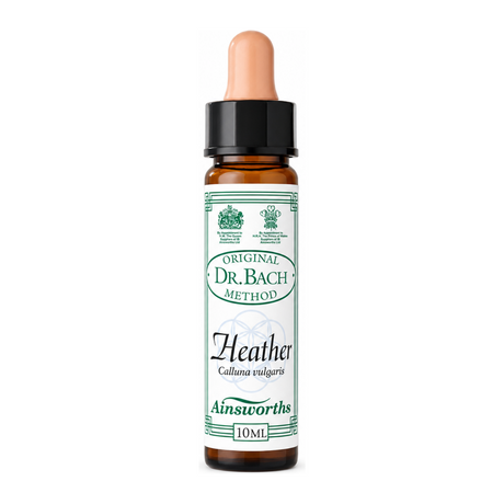 Dr. Bach Heather Bach Flower Remedy by Ainsworths Natural Remedies — front view showing product label and branding, studio product photo on white background