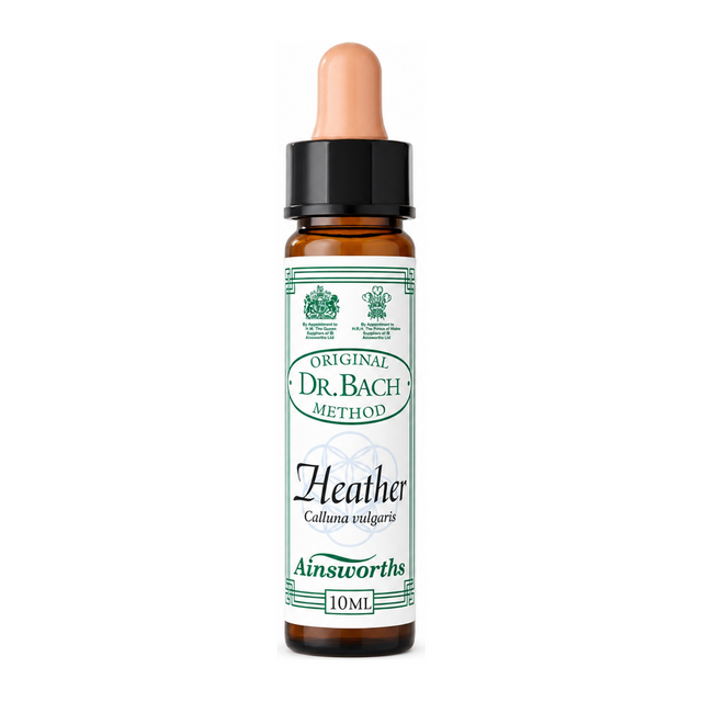 Dr. Bach Heather Bach Flower Remedy by Ainsworths Natural Remedies — front view showing product label and branding, studio product photo on white background