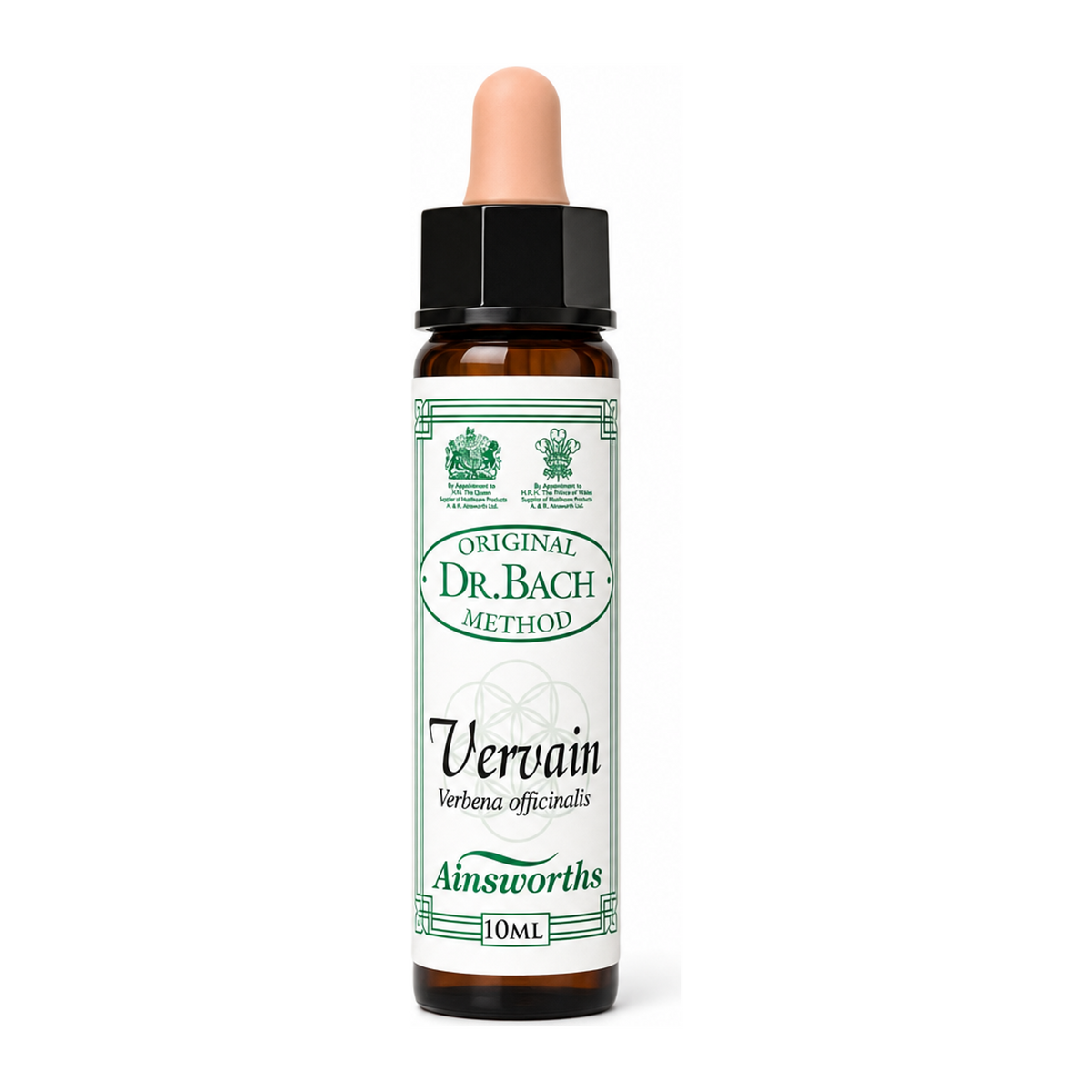Dr Bach Vervain Bach Flower Remedy by Ainsworths Natural Remedies — front view showing product label and branding, studio product photo on white background