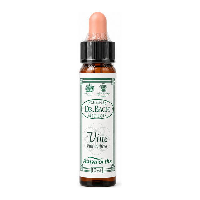 Dr Bach Vine Bach Flower Remedy by Ainsworths Natural Remedies — front view showing product label and branding, studio product photo on white background