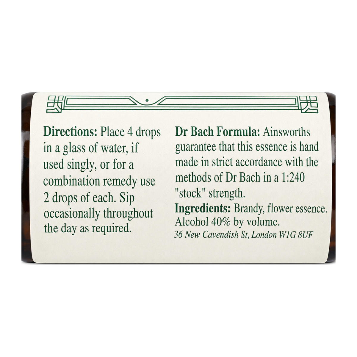 Dr. Bach Walnut Bach Flower Remedy by Ainsworths Natural Remedies — cooking instructions side panel, studio product photo on white background
