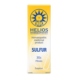 Helios SULFUR 30c by Helios Homoeopathy Natural Remedies — front view showing product label and branding, studio product photo on white background