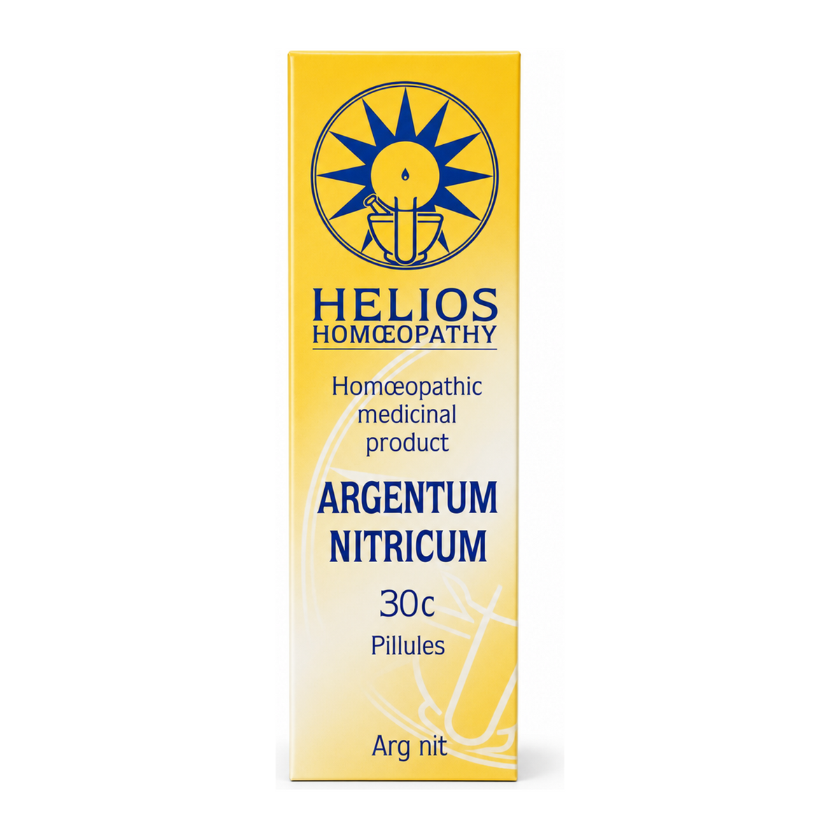 Helios ARG NIT 30c by Helios Homoeopathy Natural Remedies — front view showing product label and branding, studio product photo on white background