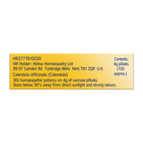 Helios Calendula 30c by Helios Homoeopathy Natural Beauty — back view showing ingredients and product details, studio product photo on white background