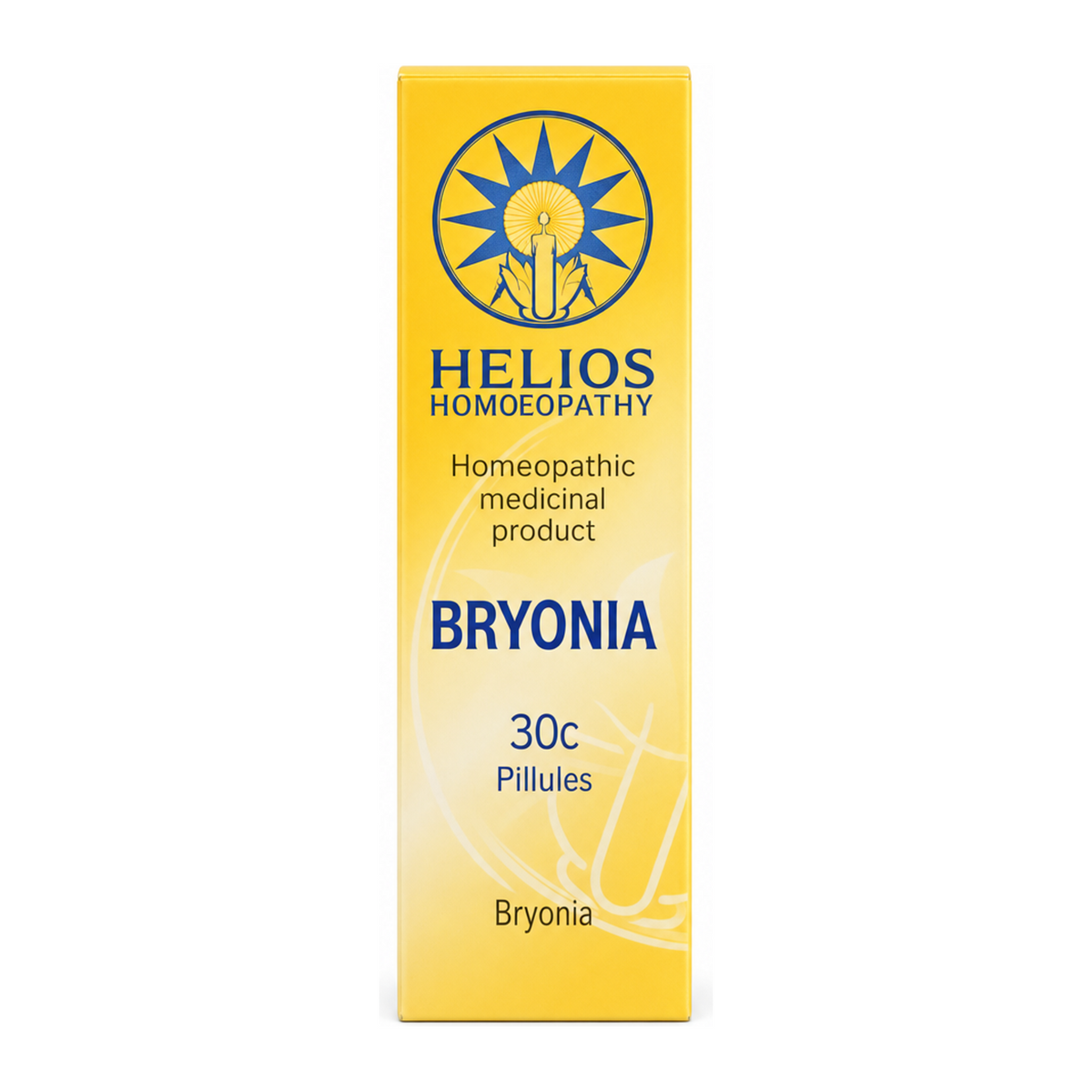 Helios BRYONIA 30c by Helios Homoeopathy Natural Remedies — front view showing product label and branding, studio product photo on white background