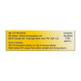 Helios ARNICA 30c by Helios Homoeopathy Natural Remedies — back view showing ingredients and product details, studio product photo on white background
