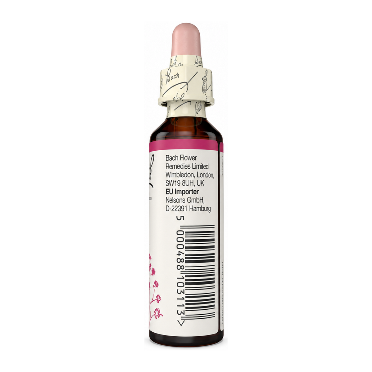 Bach Original Flower Remedies Elm by Bach Natural Remedies — back view showing ingredients and product details, studio product photo on white background