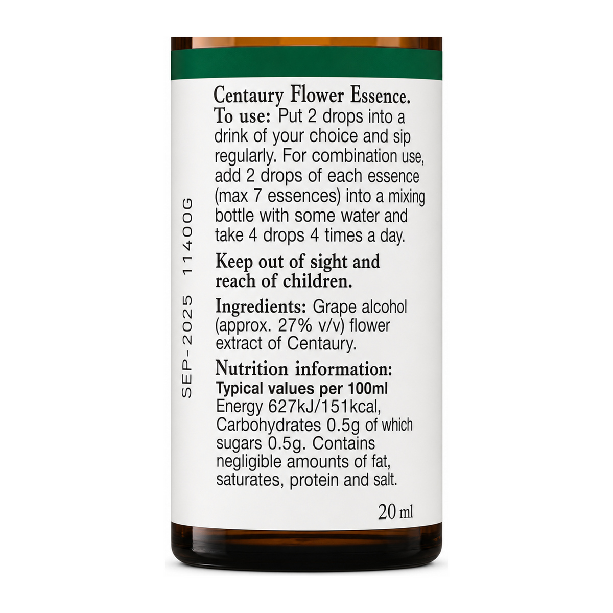 Bach Original Flower Remedies Centaury by Bach Natural Remedies — cooking instructions side panel, studio product photo on white background