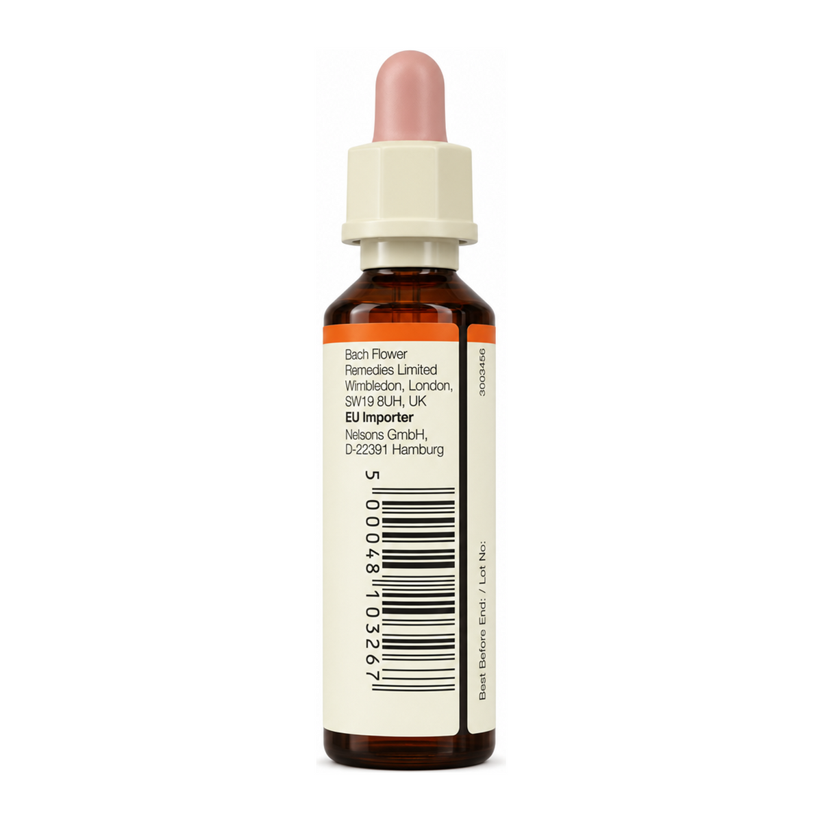 Bach Original Flower Remedies Rock Rose by Bach Natural Remedies — back view showing ingredients and product details, studio product photo on white background