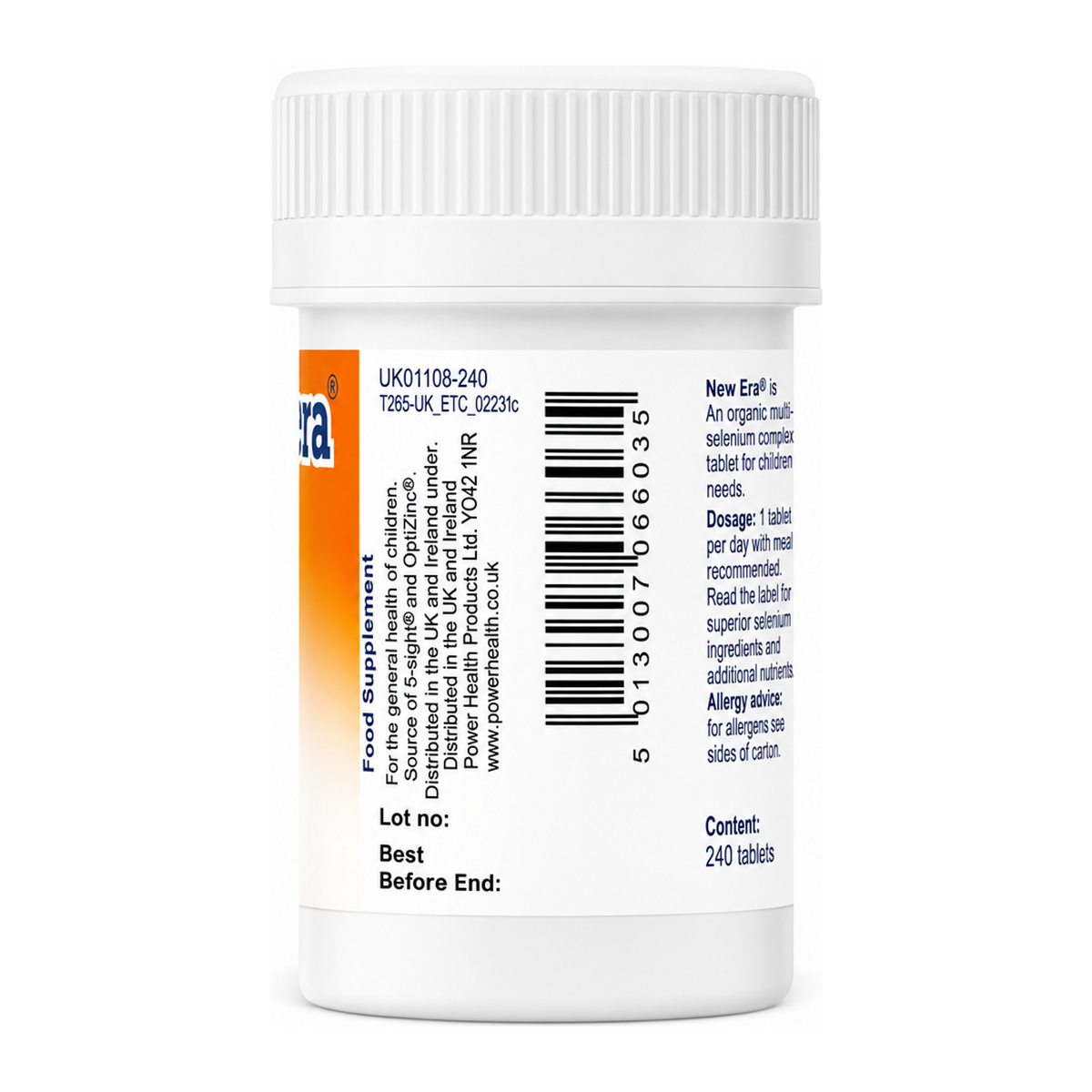 New Era Combination P - 240 tablets by New Era Natural Remedies — back view showing ingredients and product details, studio product photo on white background