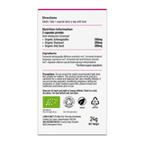 Living Nutrition Organic Fermented Woman 60 caps by Living Nutrition — back view showing ingredients and product details, studio product photo on white background