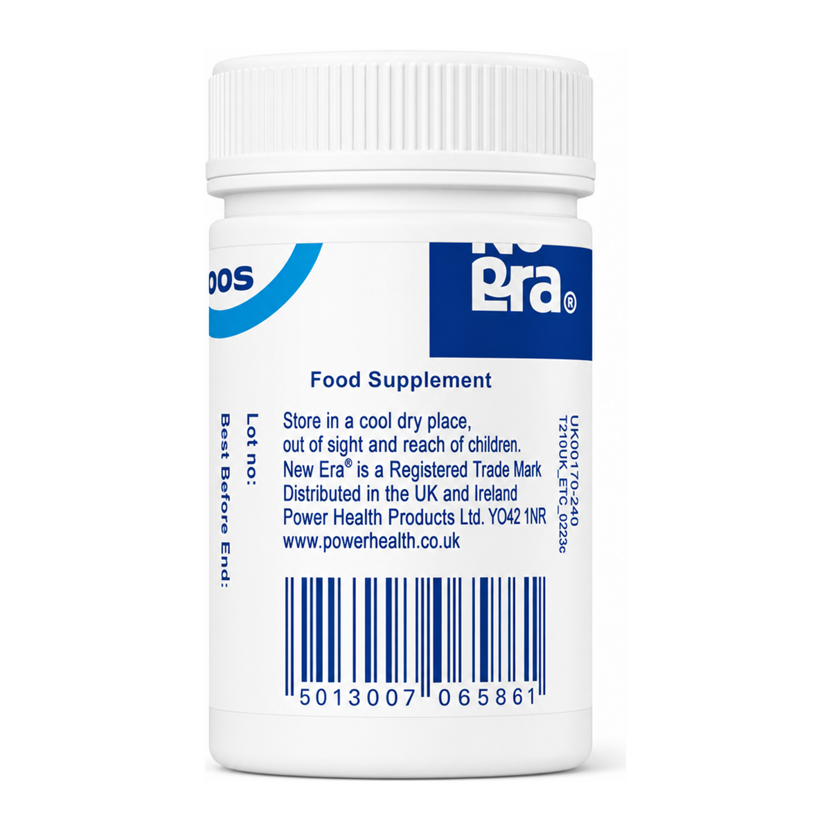 New Era No.10 Nat. Phos. 240 tabs by New Era — back view showing ingredients and product details, studio product photo on white background