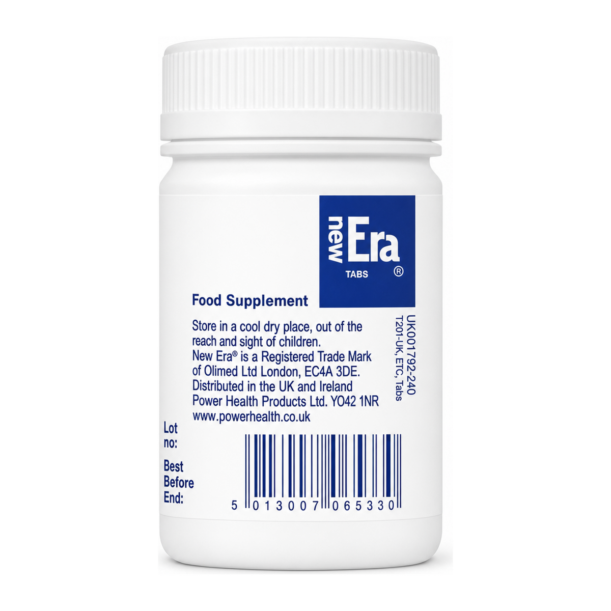 New Era No.7 Kali. Sulph. for skin. 240 tabs by New Era Natural Remedies — back view showing ingredients and product details, studio product photo on white background