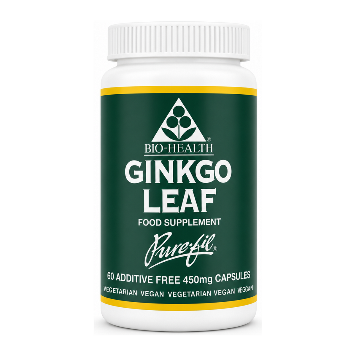 Bio Health Ginkgo Leaf Capsules by Bio-Health Natural Remedies — front view showing product label and branding, studio product photo on white background