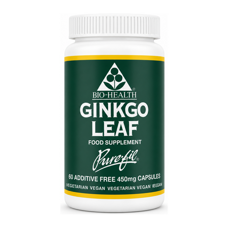 Bio Health Ginkgo Leaf Capsules by Bio-Health Natural Remedies — front view showing product label and branding, studio product photo on white background