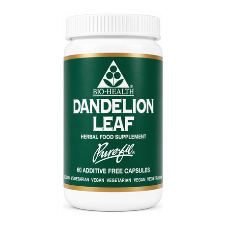 Bio Health Dandelion Leaf 300mg powdered leaf by Bio-Health Natural Remedies — front view showing product label and branding, studio product photo on white background