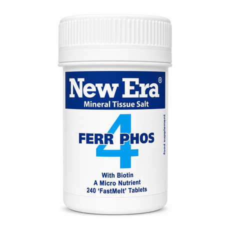 New Era No.4 Ferr. Phos. 240 tabs by New Era Natural Remedies — front view showing product label and branding, studio product photo on white background