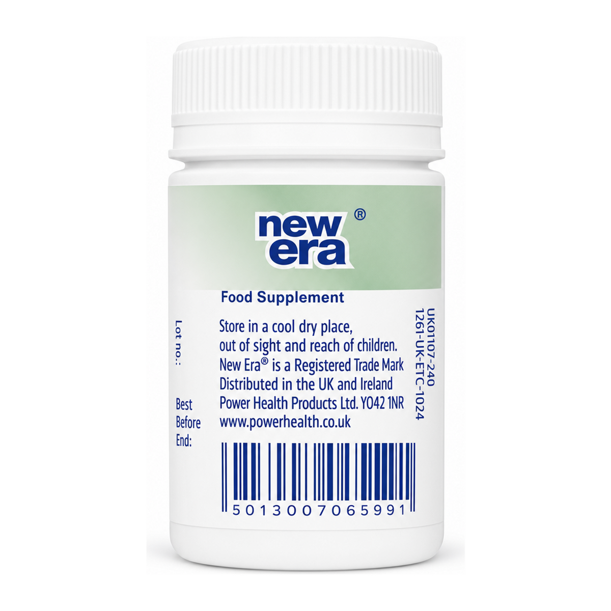 New Era Combination K - Healthy hair & great nails. by New Era Natural Remedies — back view showing ingredients and product details, studio product photo on white background