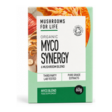 Mushrooms For Life Organic Myco Synergy Powder by Mushrooms For Life Natural Remedies — front view showing product label and branding, studio product photo on white background
