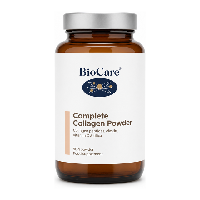 Biocare Complete Collagen Powder by BioCare Vitamin & Mineral Supplements — front view showing product label and branding, studio product photo on white background