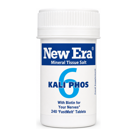 New Era No.6 Kali. Phos. for your nerves. 240 tablets by New Era Natural Remedies — front view showing product label and branding, studio product photo on white background