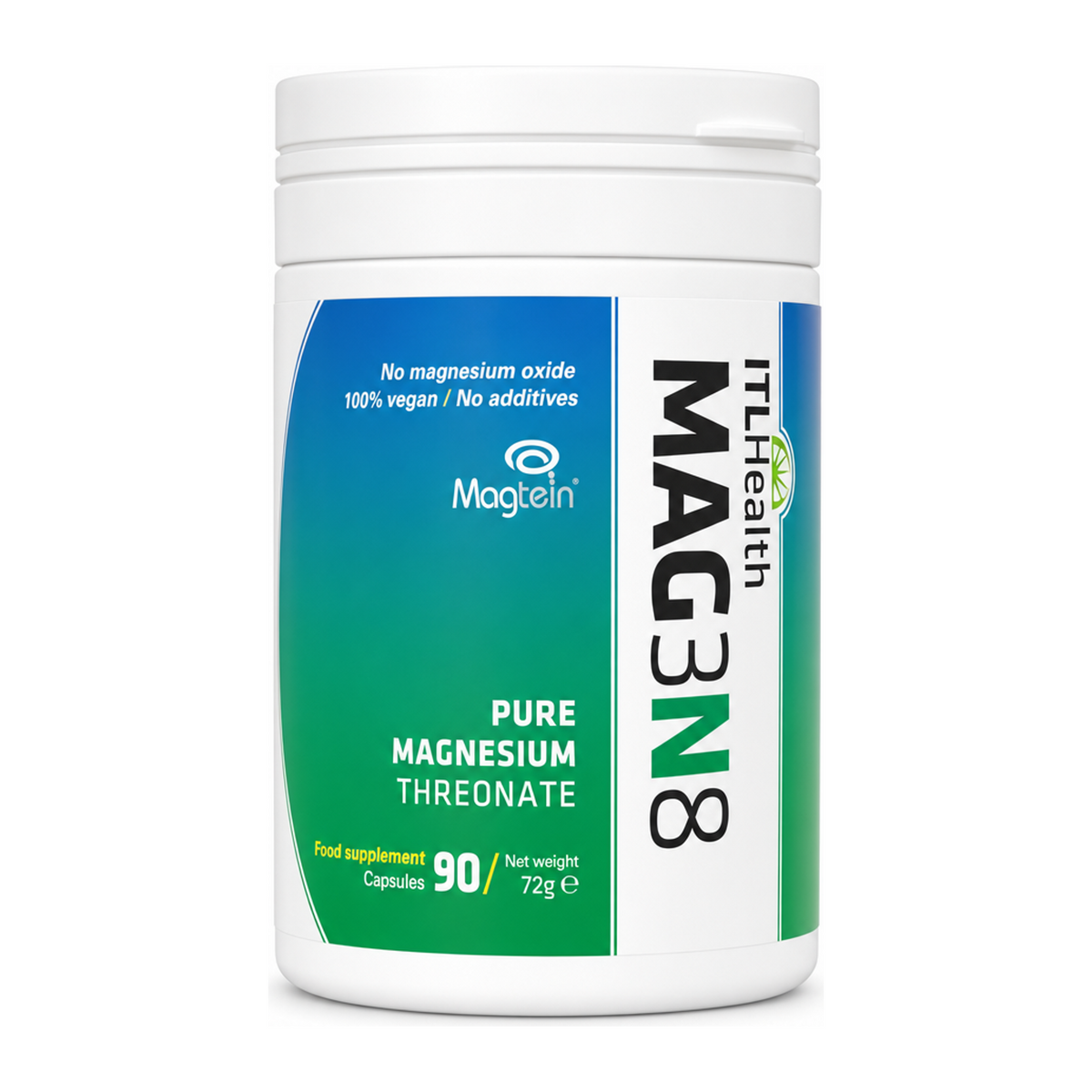 Mag365 Pure Magnesium Threonate by ITL Health Personal Care — front view showing product label and branding, studio product photo on white background